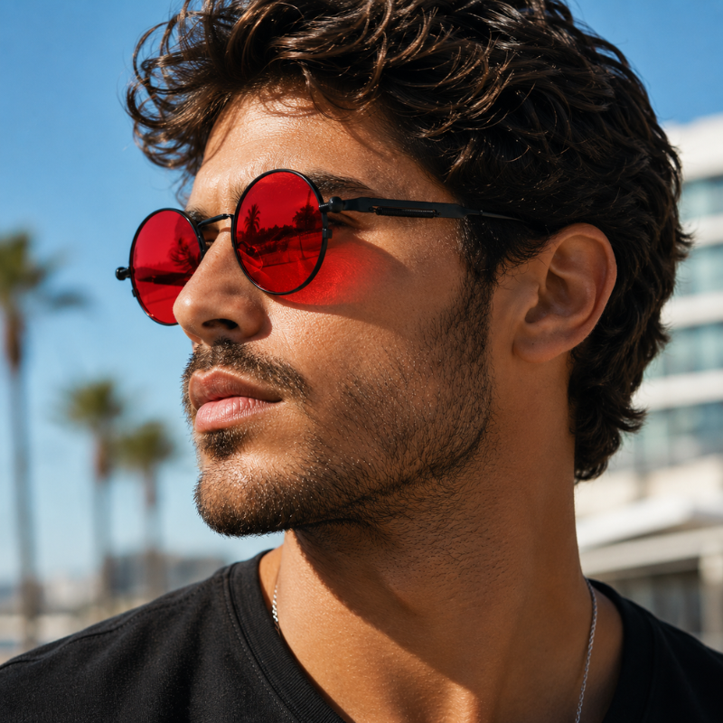 Óculos de Sol Redondo Unissex UV400 — Solaris Ruby