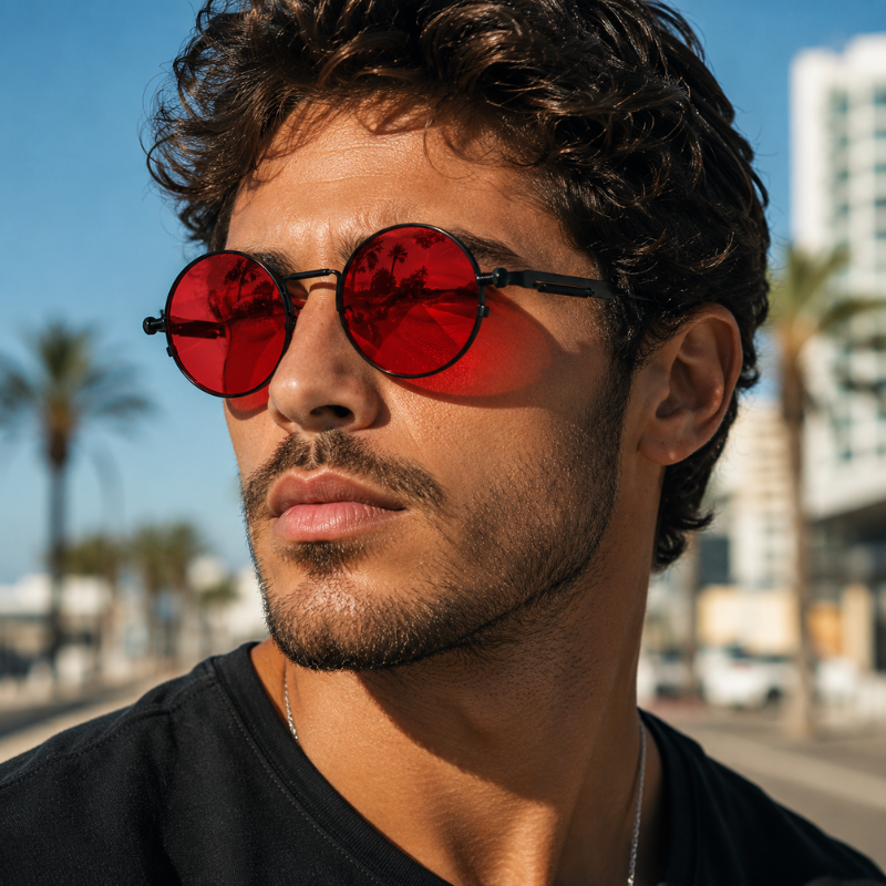 Óculos de Sol Redondo Unissex UV400 — Solaris Ruby
